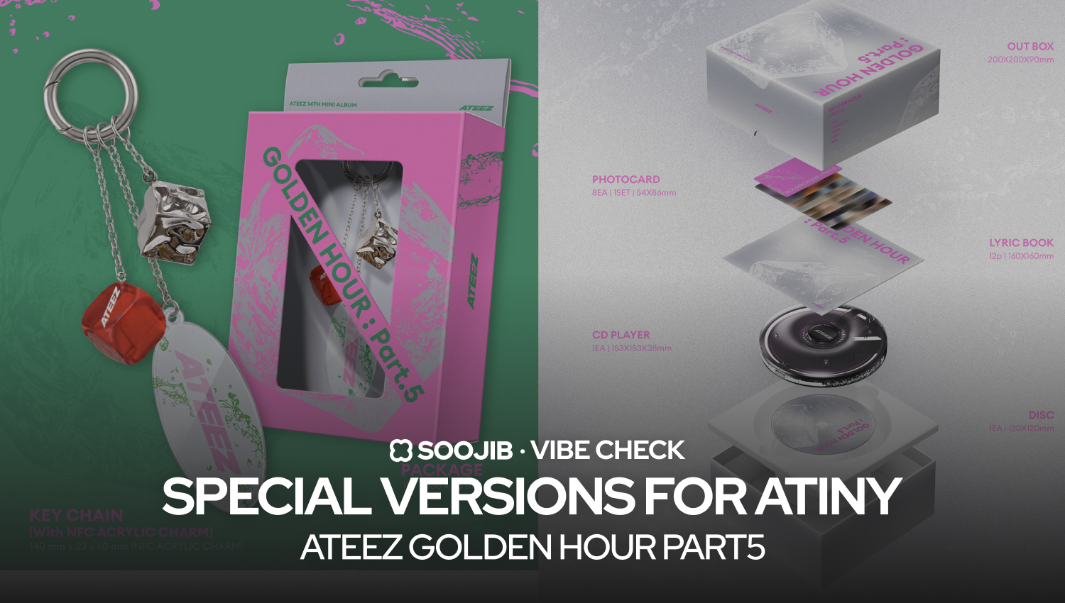 ATEEZ GOLDEN HOUR Part5 special versions Key Chain NFC Ver and CD Player Ver from SOOJIB