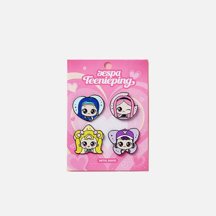 [Pre-order] aespa -  METAL BADGE SET / Teenieping X aespa OFFICIAL MD