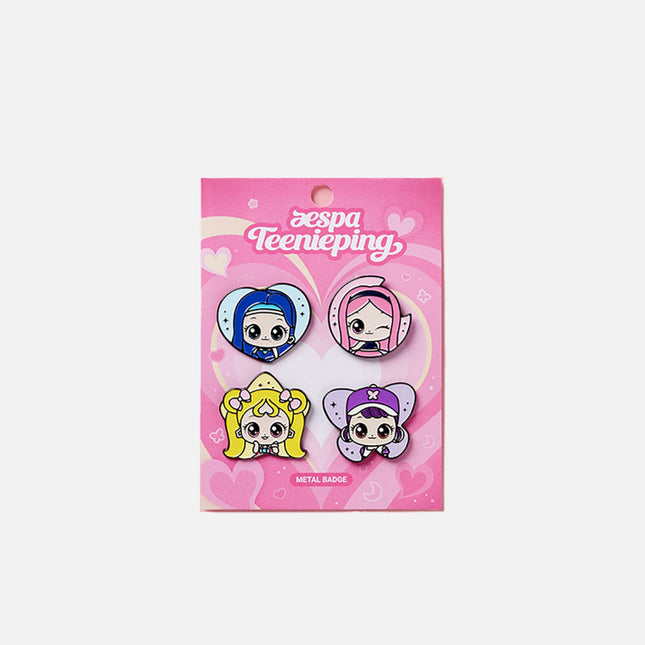 [Pre-order] aespa -  METAL BADGE SET / Teenieping X aespa OFFICIAL MD