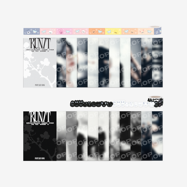 Stray Kids - POSTCARD BOOK & ROLL STICKER SET - RUN IT