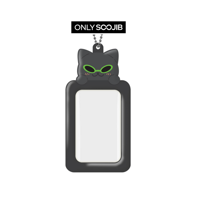 Alien Black Cat Photo Card Holder Keyring