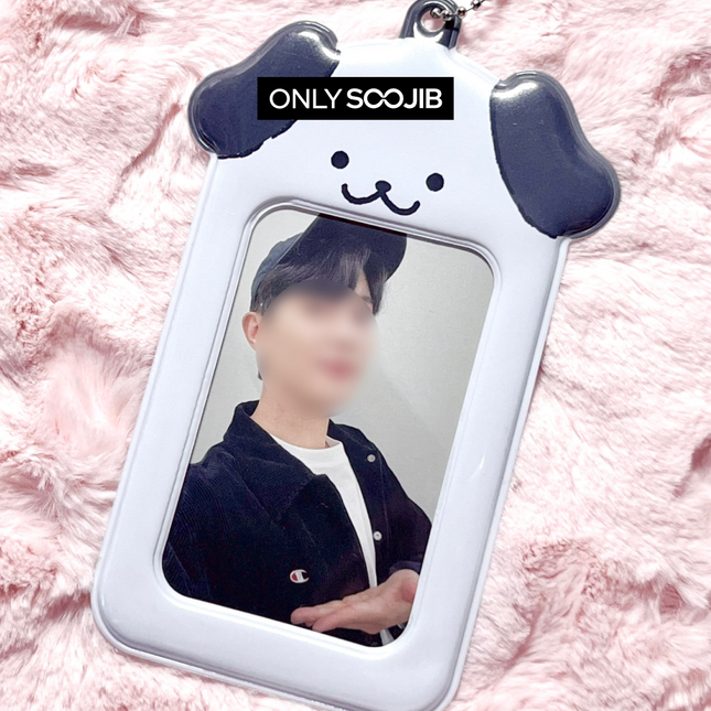 Jelly Black Dog Photo Card Holder Keyring