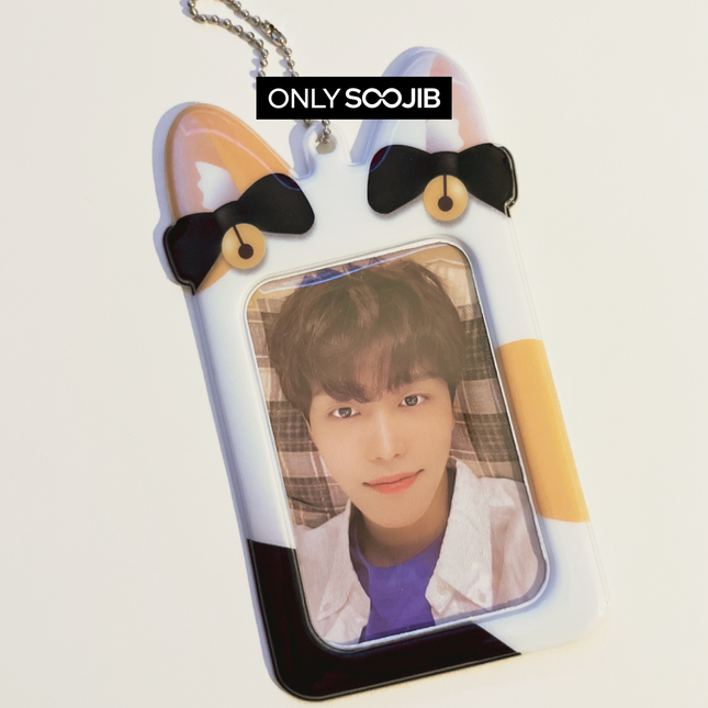 Meow! Spotted Cat Photo Card Holder Keyring