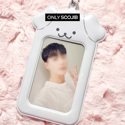 Jelly White Dog Photo Card Holder Keyring