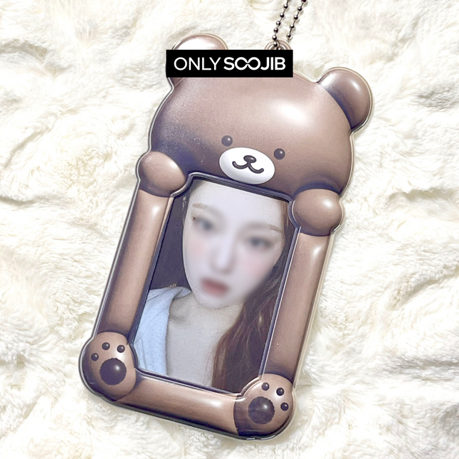 Soft Teddy Bear Photo Card Holder Keyring