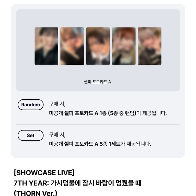 [POB] [SHOWCASE LIVE] 7TH YEAR: 가시덤불에 잠시 바람이 멈췄을 때(Random)