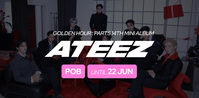 Golden Hour : Part5 14th Mini Album Ateez POB until 22 JUN Pre-order at Soojib.com This is Mobile banner at SOOJIB.COM
