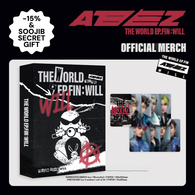 [Pre-Order] ATEEZ [THE WORLD EP.FIN : WILL] OFFICIAL MERCH - HARDCOVER PHOTOCARD BINDER