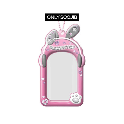 Bunny Star Grey Hot Pink Photo Card Holder Keyring