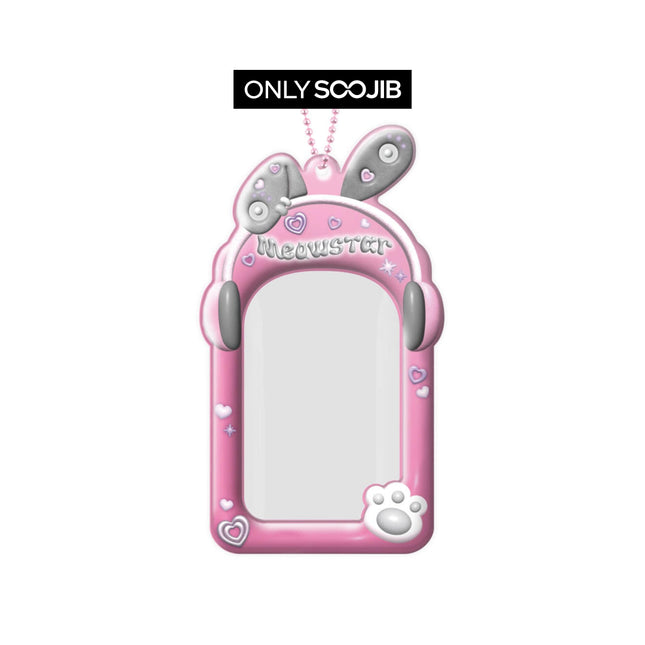 Bunny Star Grey Hot Pink Photo Card Holder Keyring