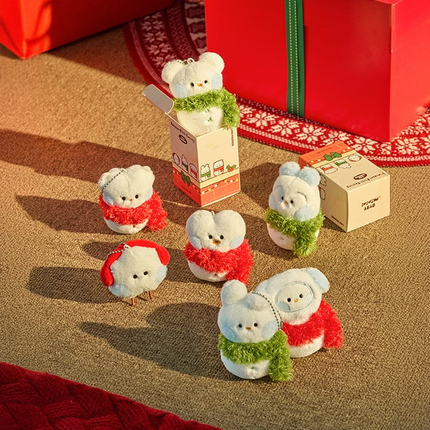 [Limited] BTS - BT21 mini minini RANDOM SNOWMAN PLUSH KEYRING PETITE HOLIDAY