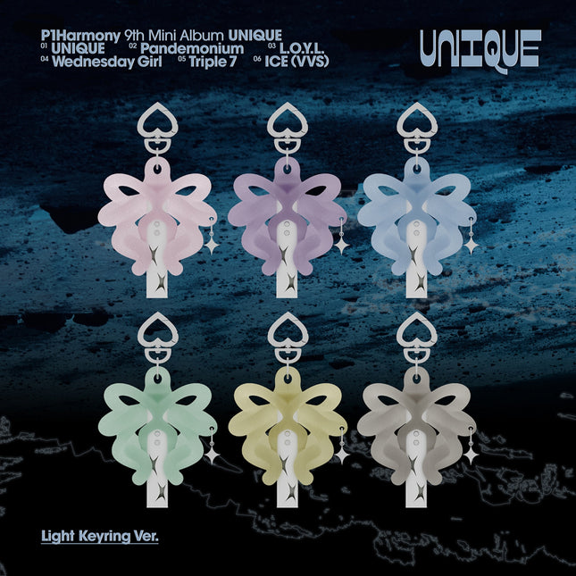 [POB] P1Harmony - UNIQUE / 9th Mini Album (Light Keyring Ver.) (LIMITED)